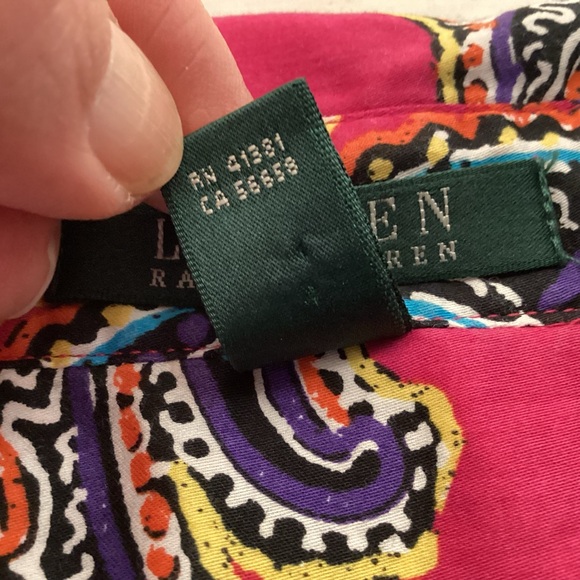 Lauren Ralph Lauren Fuchsia Paisley Button-Down Shirt Women’s Size Large - Picture 6 of 11